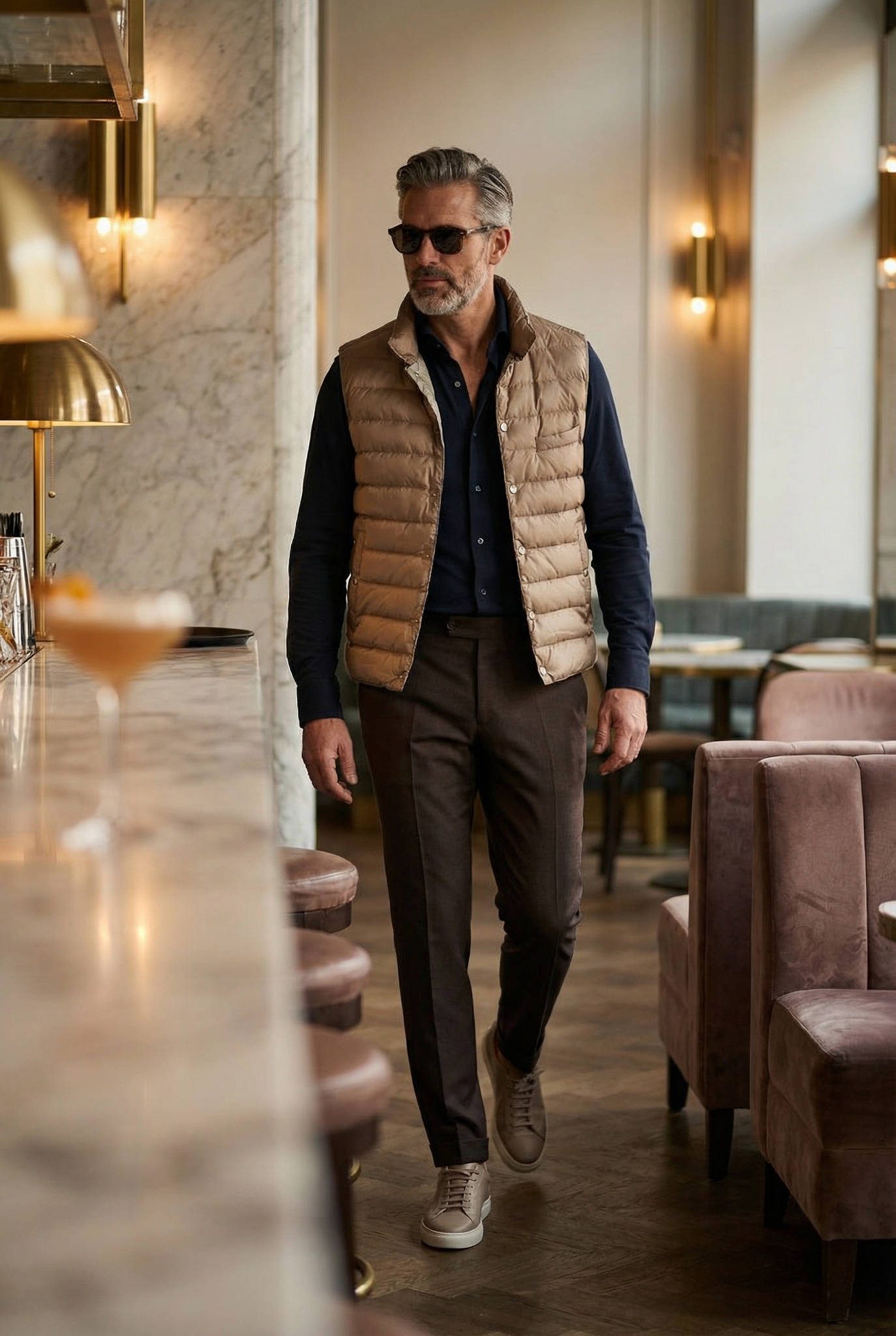 Steppelt Drapp Slim Fit Mellény Steppelt Drapp Slim Fit Mellény