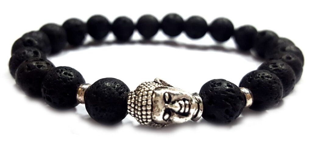 Lávakő Buddha gyöngy karkötő 8mm
