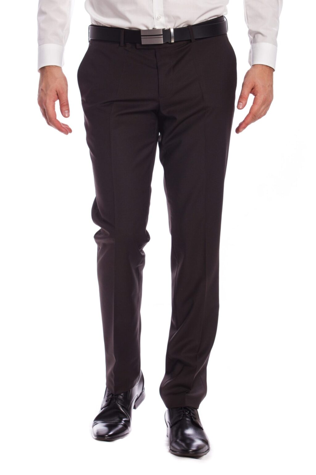 Firenze Fényes Sötétbarna Slim Fit Gyapjú Öltönynadrág