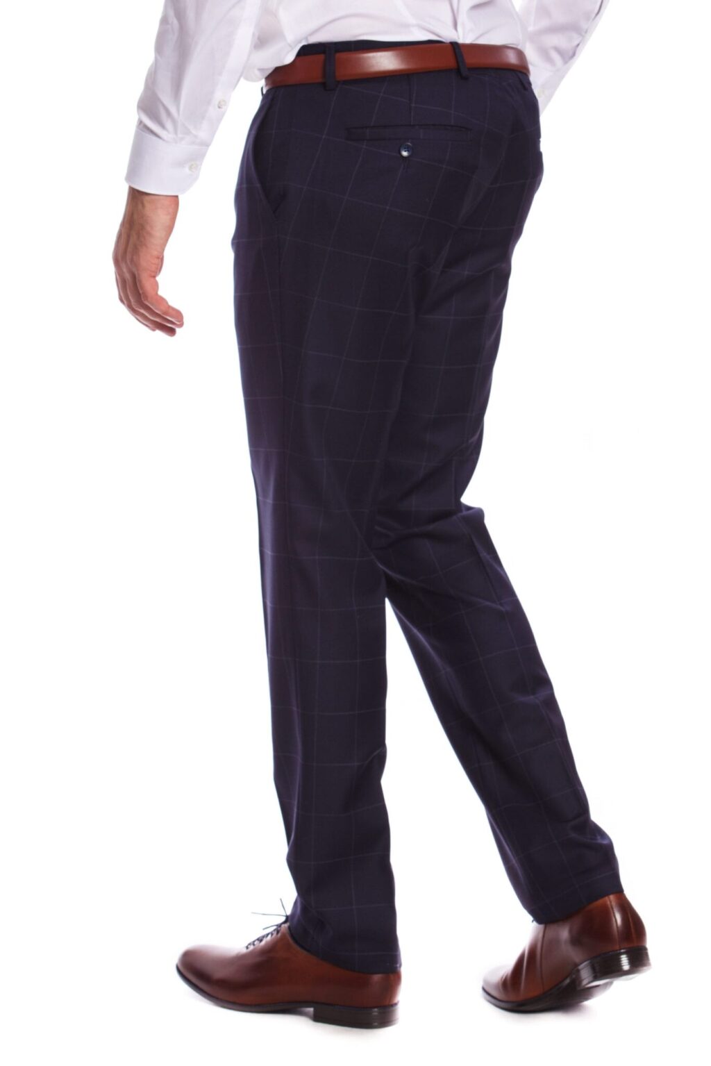 Messina Kockás Kék Slim Fit Gyapjú Öltönynadrág