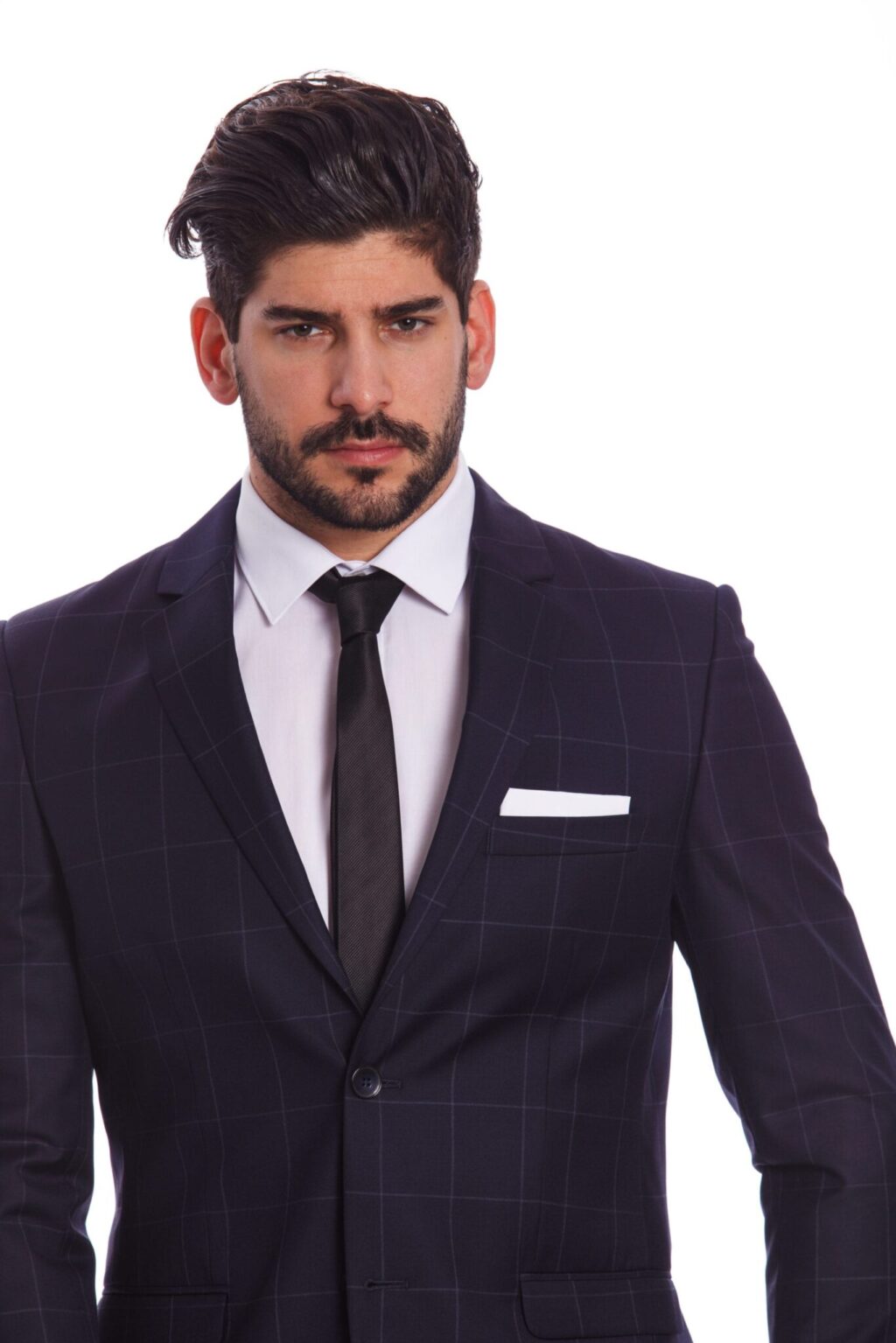 Messina Kockás Kék Slim Fit Gyapjú Öltönyzakó