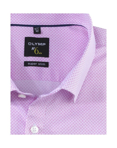 OLYMP No6 Super Slim Rózsaszín Apró Mintás Ing