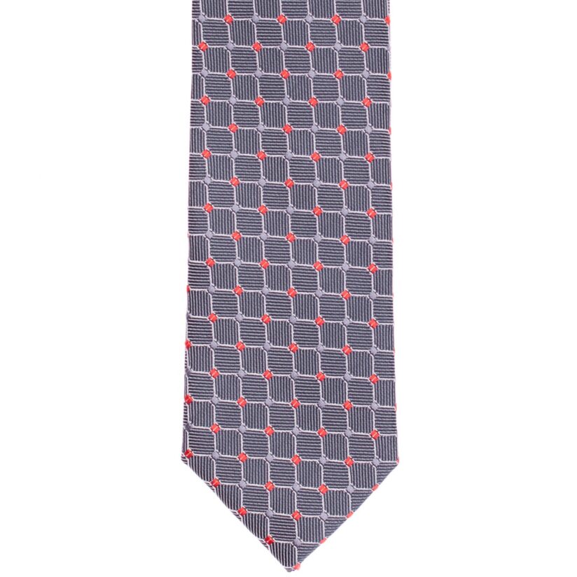 Szürke piros-pöttyös nyakkendő