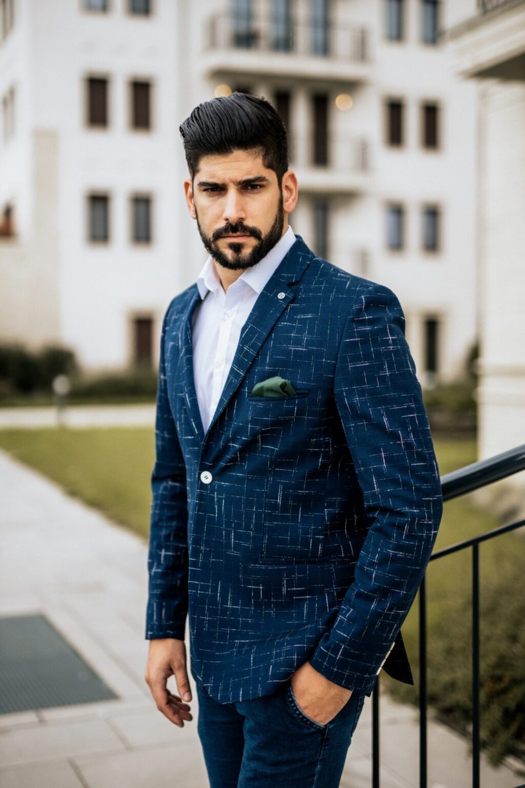 Ralph Redford Kék Színes Mintás Slim Fit Sportzakó