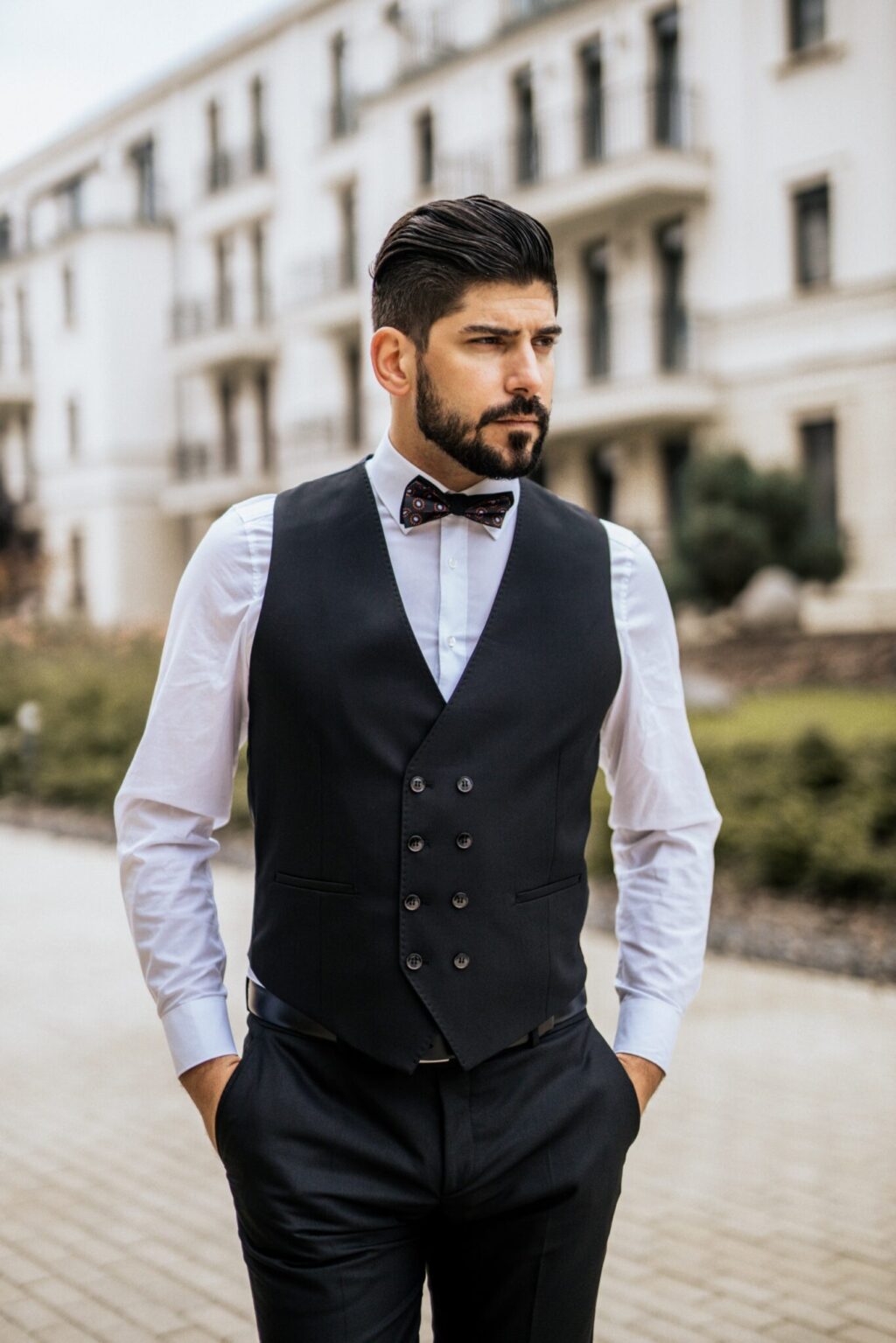 Manzetti Fekete Slim Fit Mellény