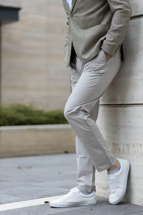 Világosszürke Slim Fit Chino Nadrág