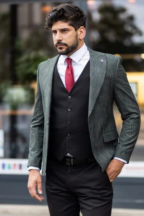 Fekete Slim Fit Mellény