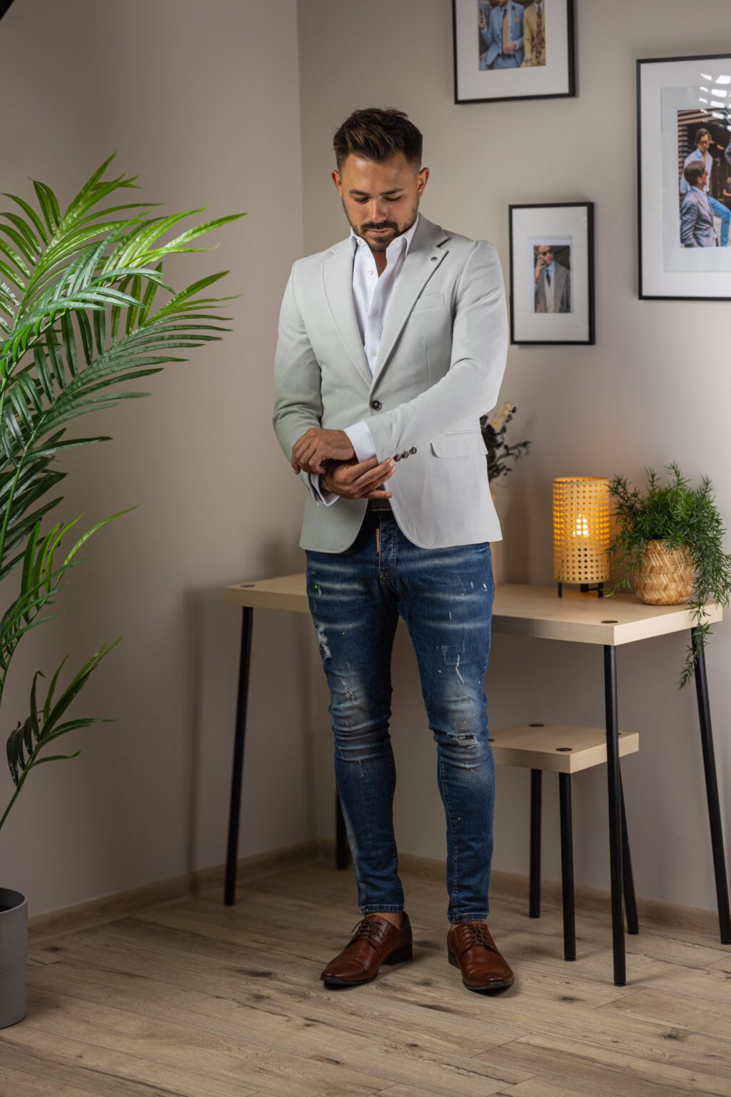 Világosszürke Slim Fit Sportzakó