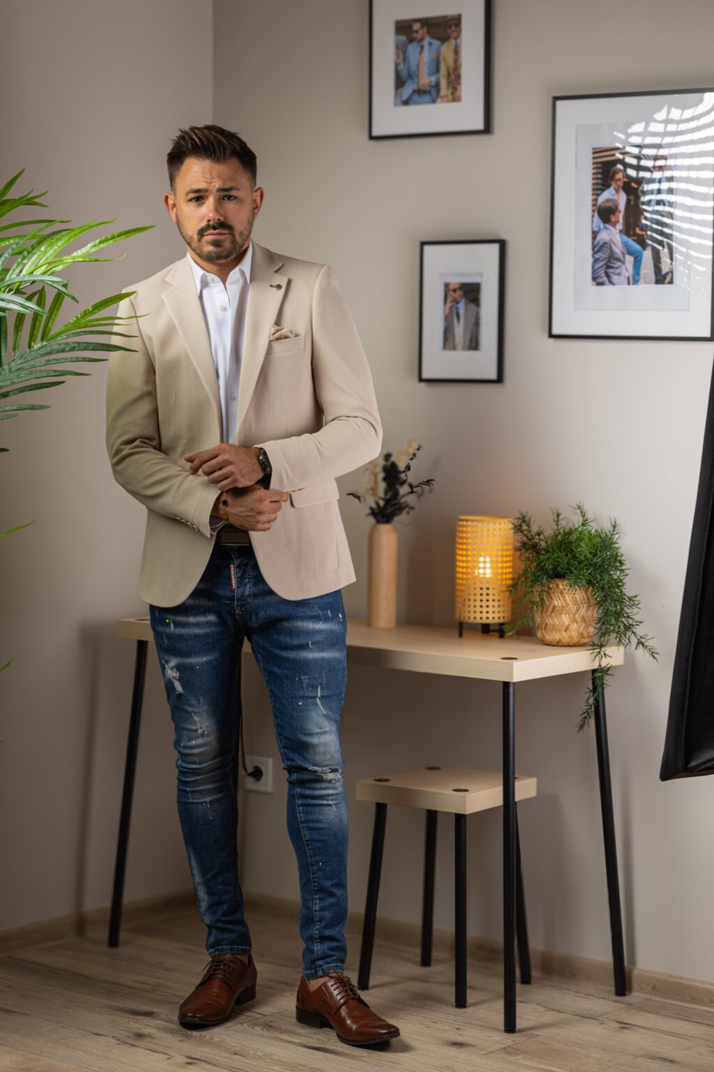 Világos Drapp Slim Fit Sportzakó