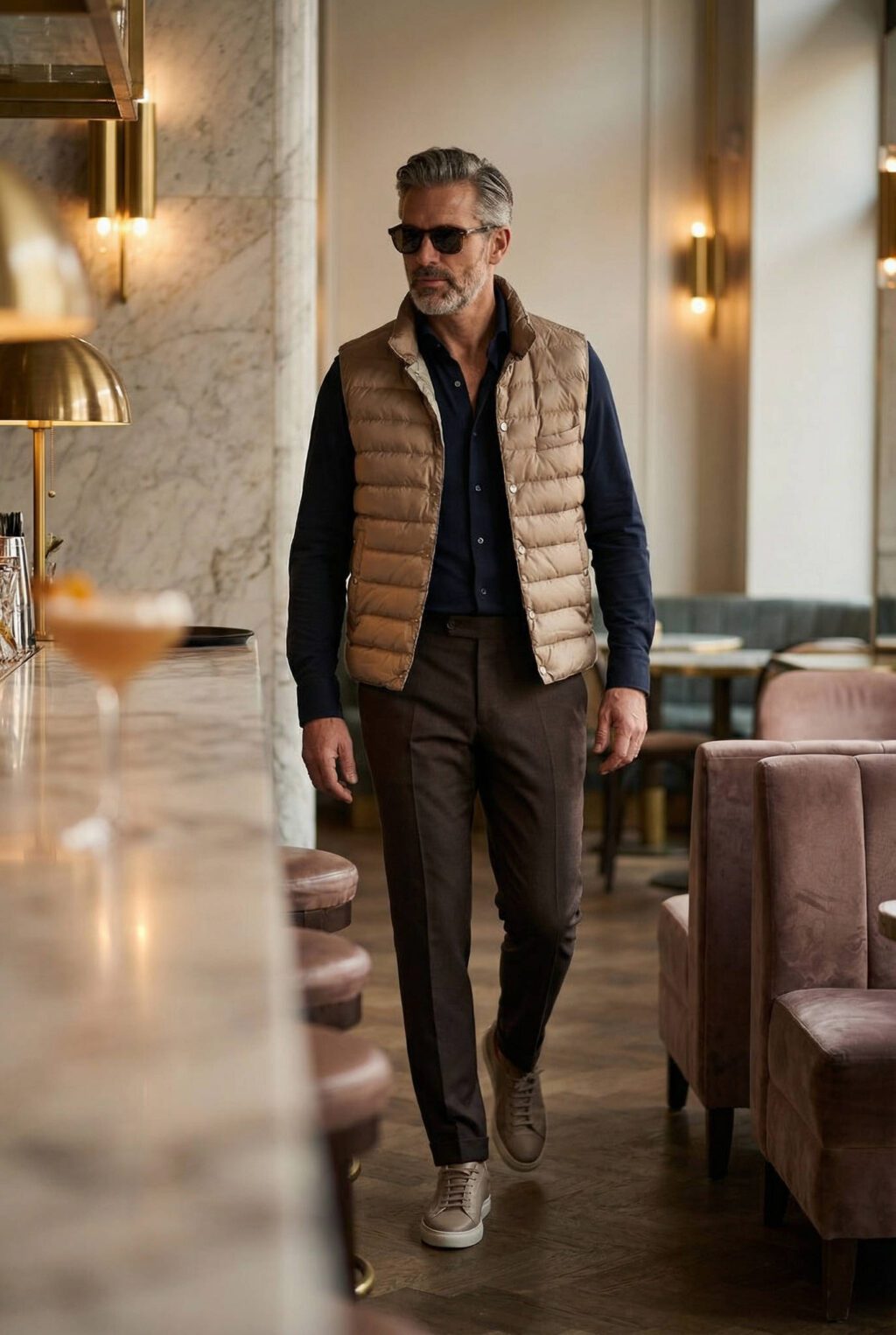 Steppelt Drapp Slim Fit Mellény