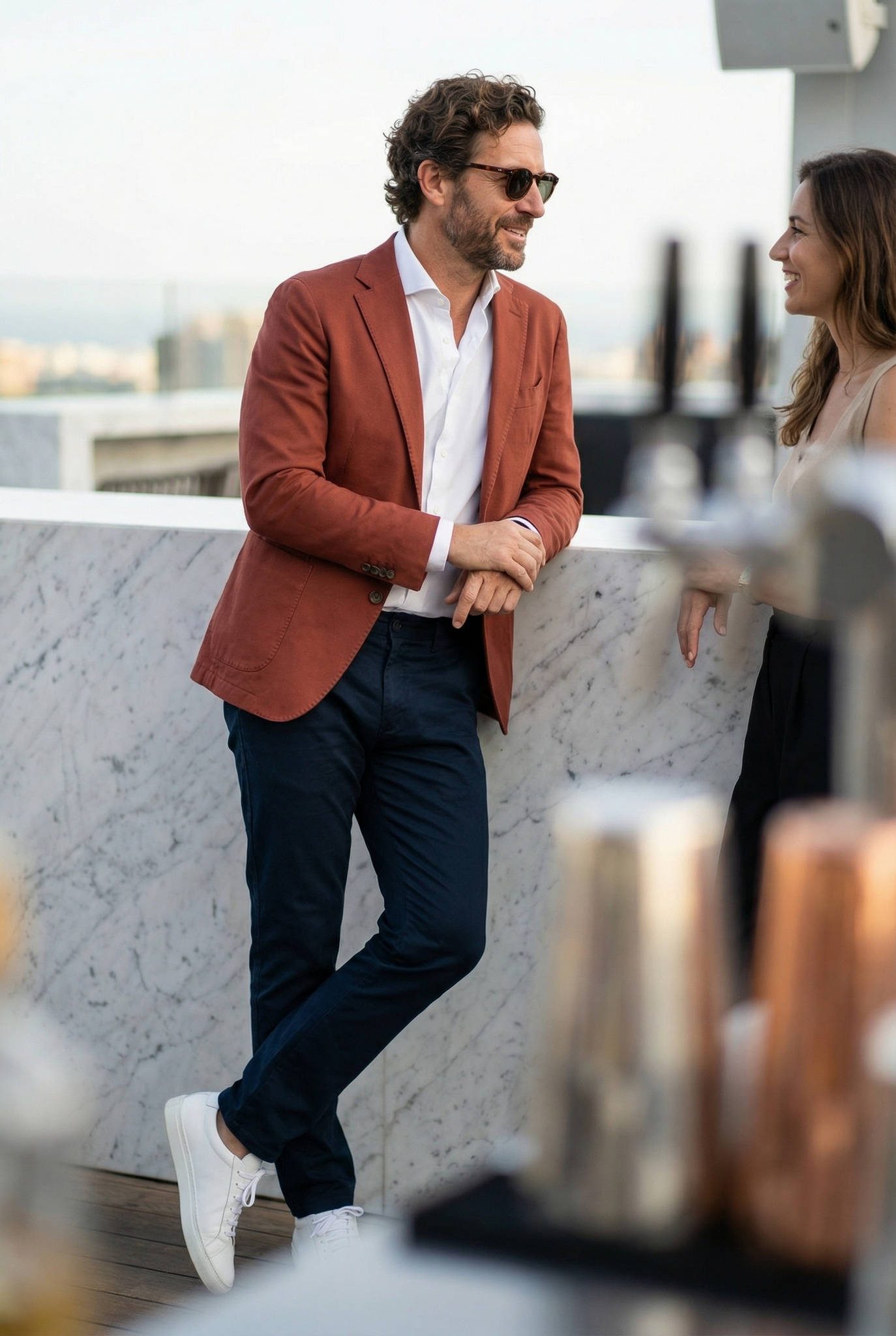 Sötétkék Slim Fit Chino Nadrág