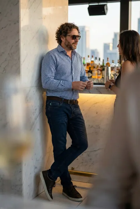 Slim Fit Kék  Farmer Nadrág