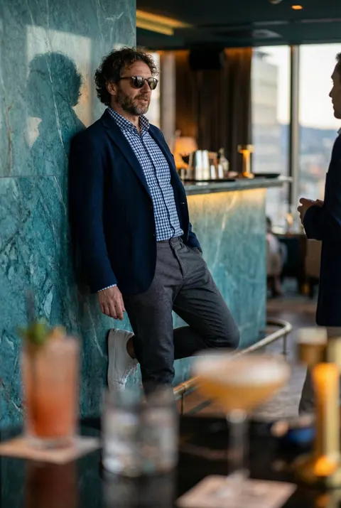 Karbon Szürke Slim Fit Chino Nadrág