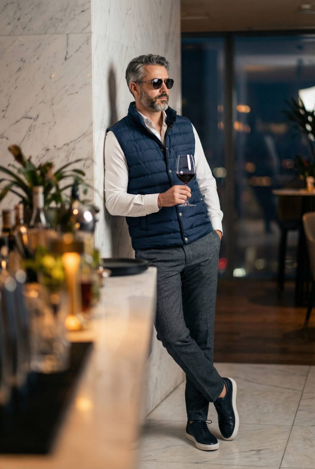 Antracit Szürke Slim Fit Chino Nadrág