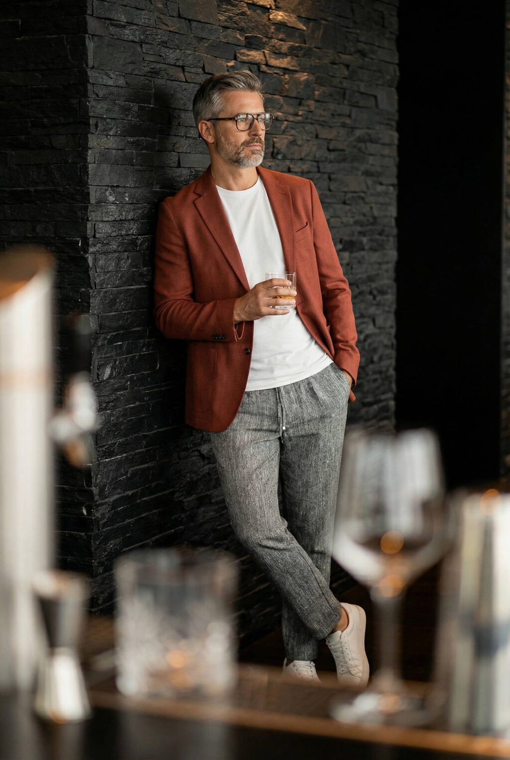 Szürke Slim Fit Chino Nadrág