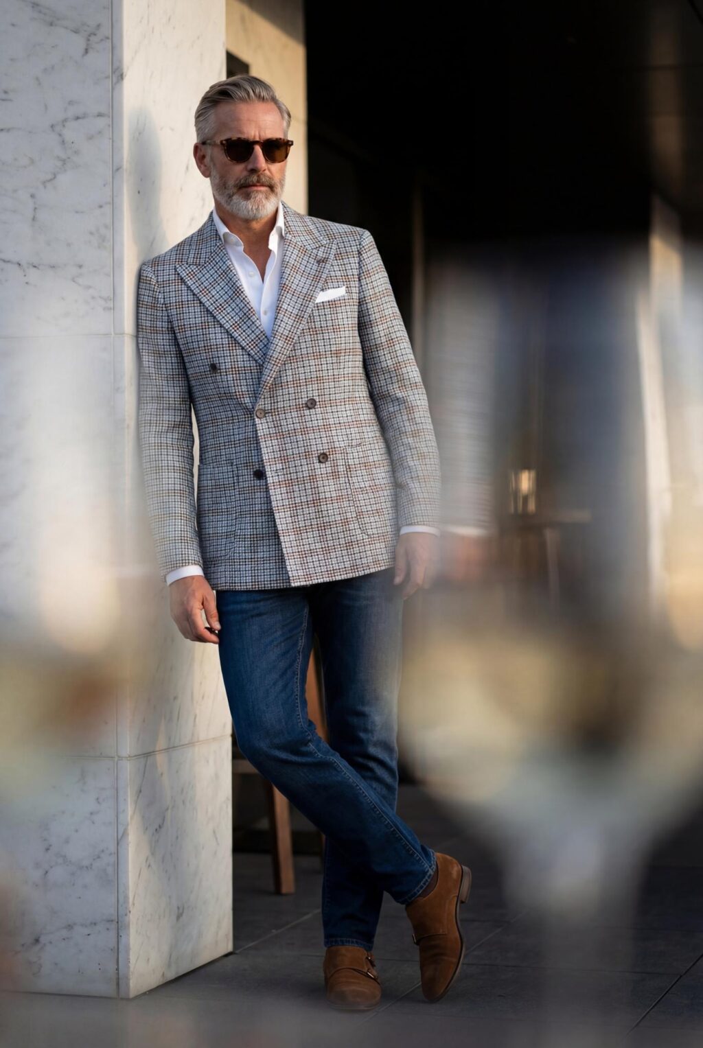 Szines Kockás Slim Fit Sportzakó