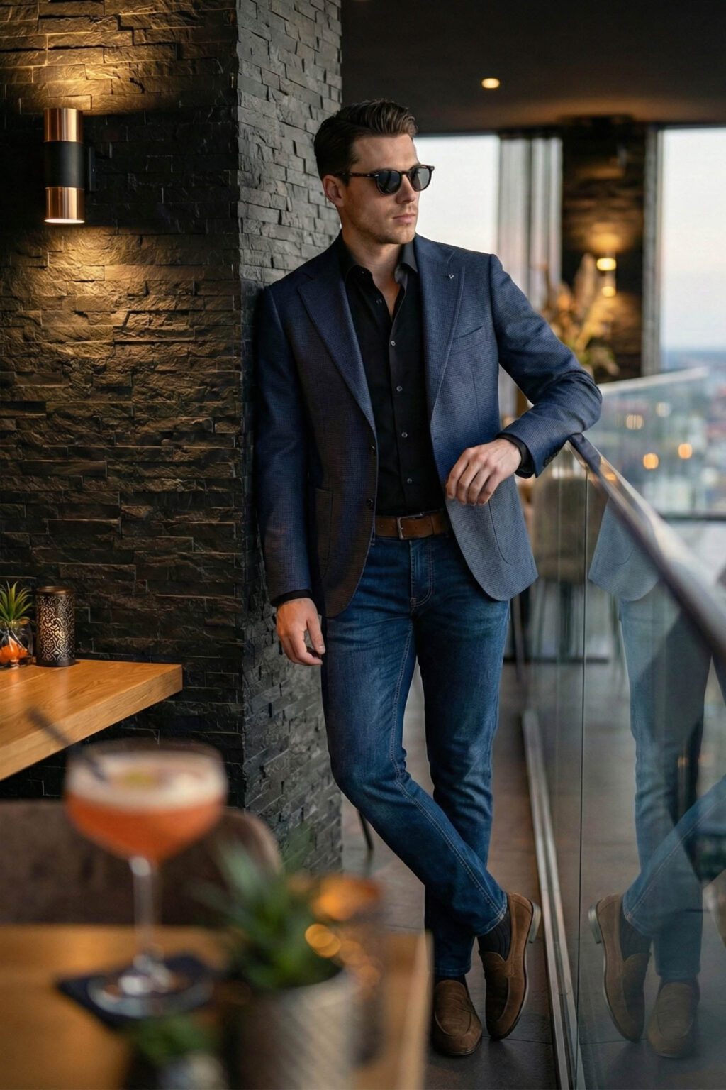 Kék-Fekete Aprókockás Sportzakó