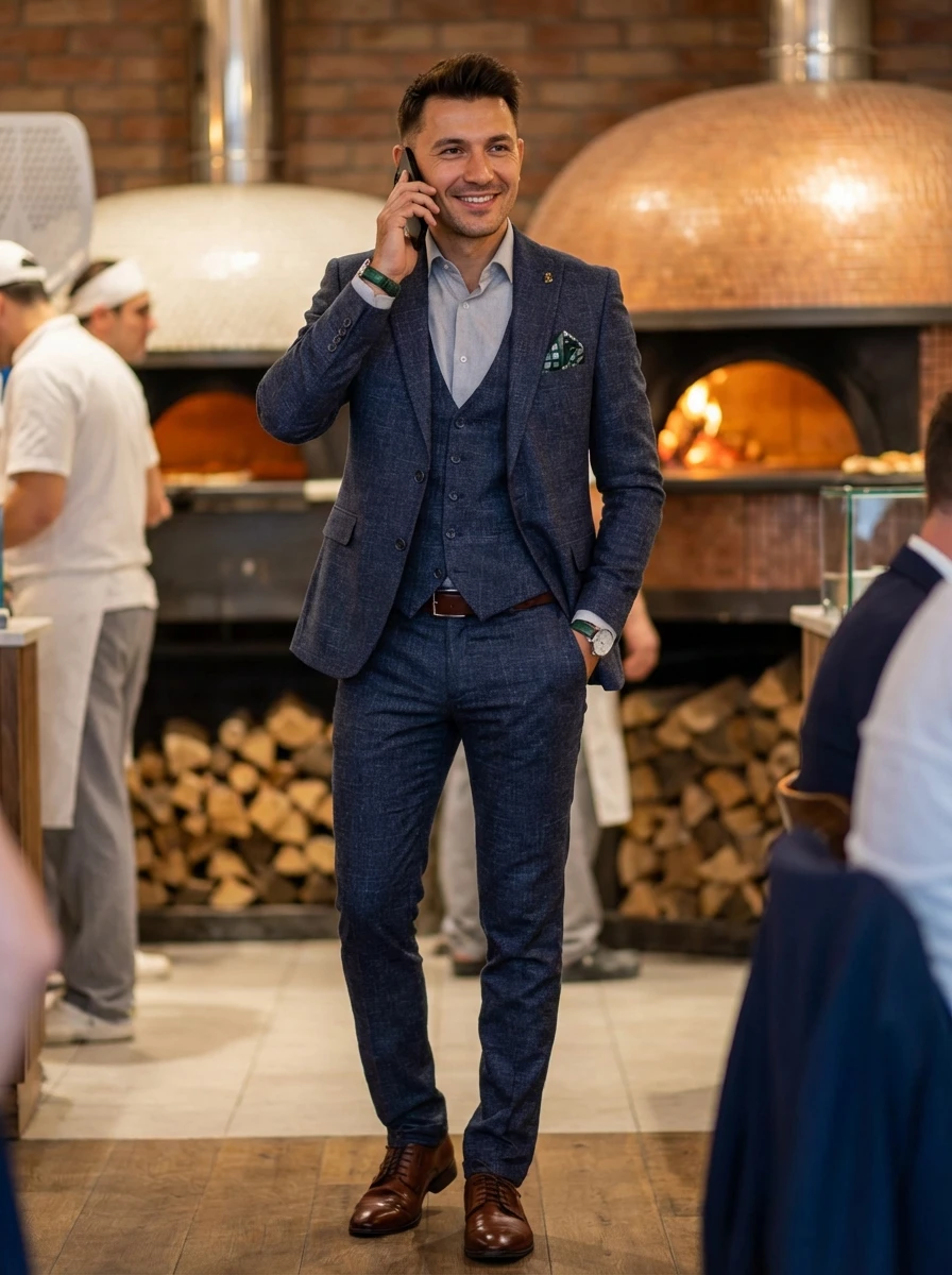 Kék Háromrészes Öltöny