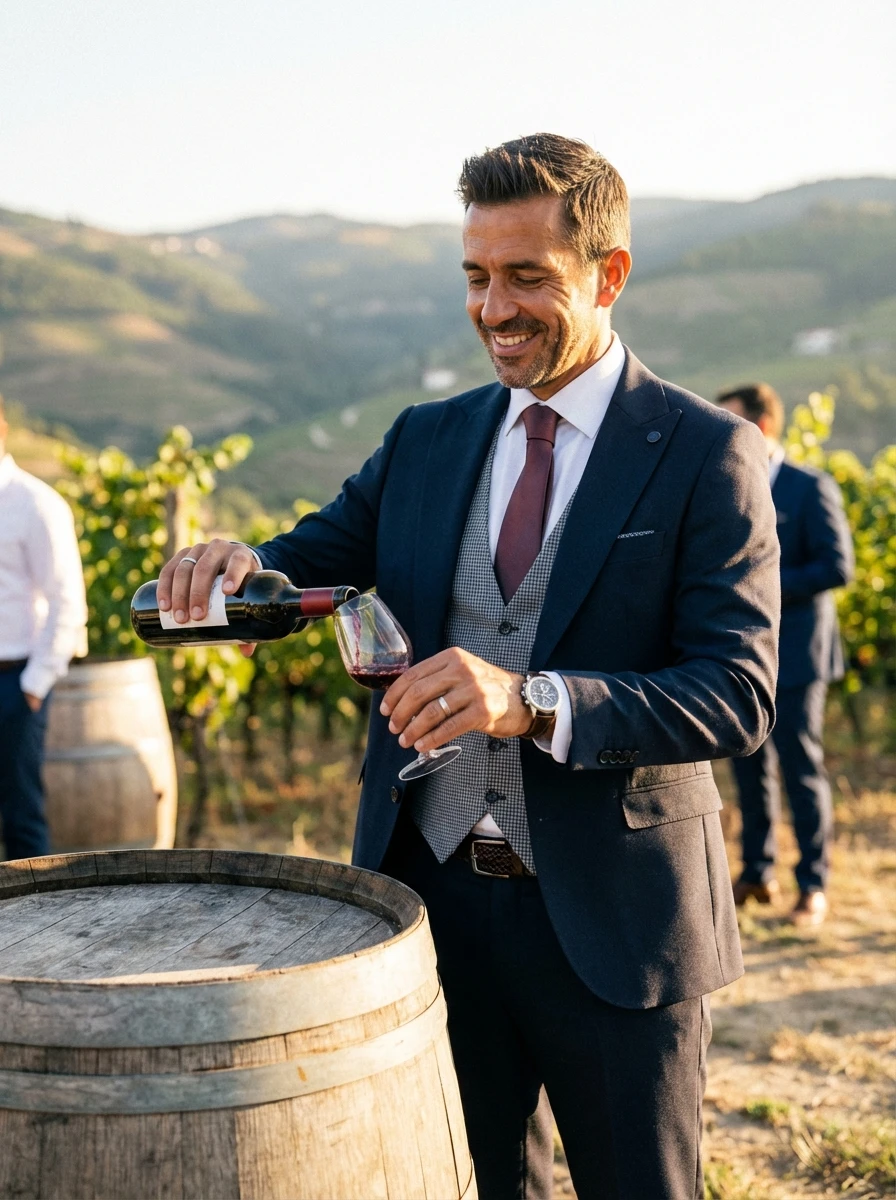 Éjkék Háromrészes Slim Öltöny