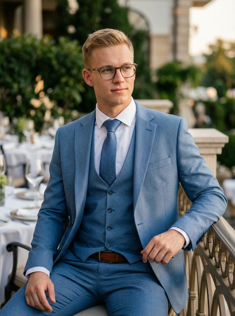 Világoskék Kétrészes Öltöny