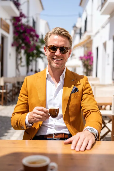 Okkersárga Slim Fit Sportzakó