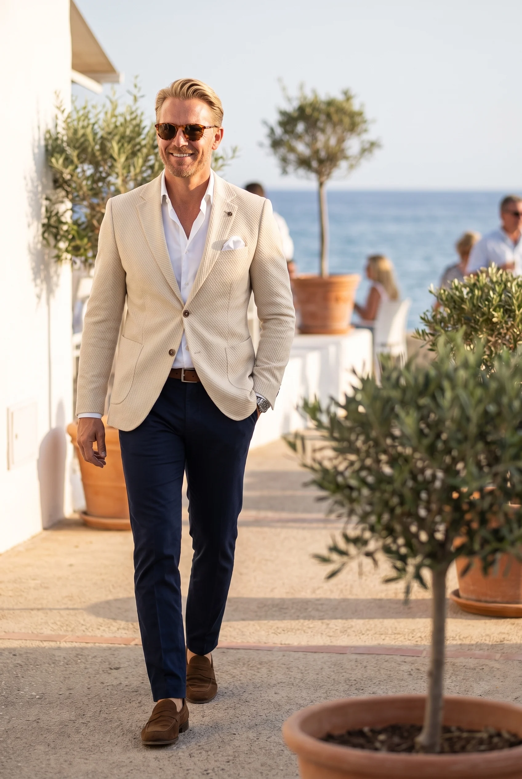 Krém Színű Slim Fit Sportzakó