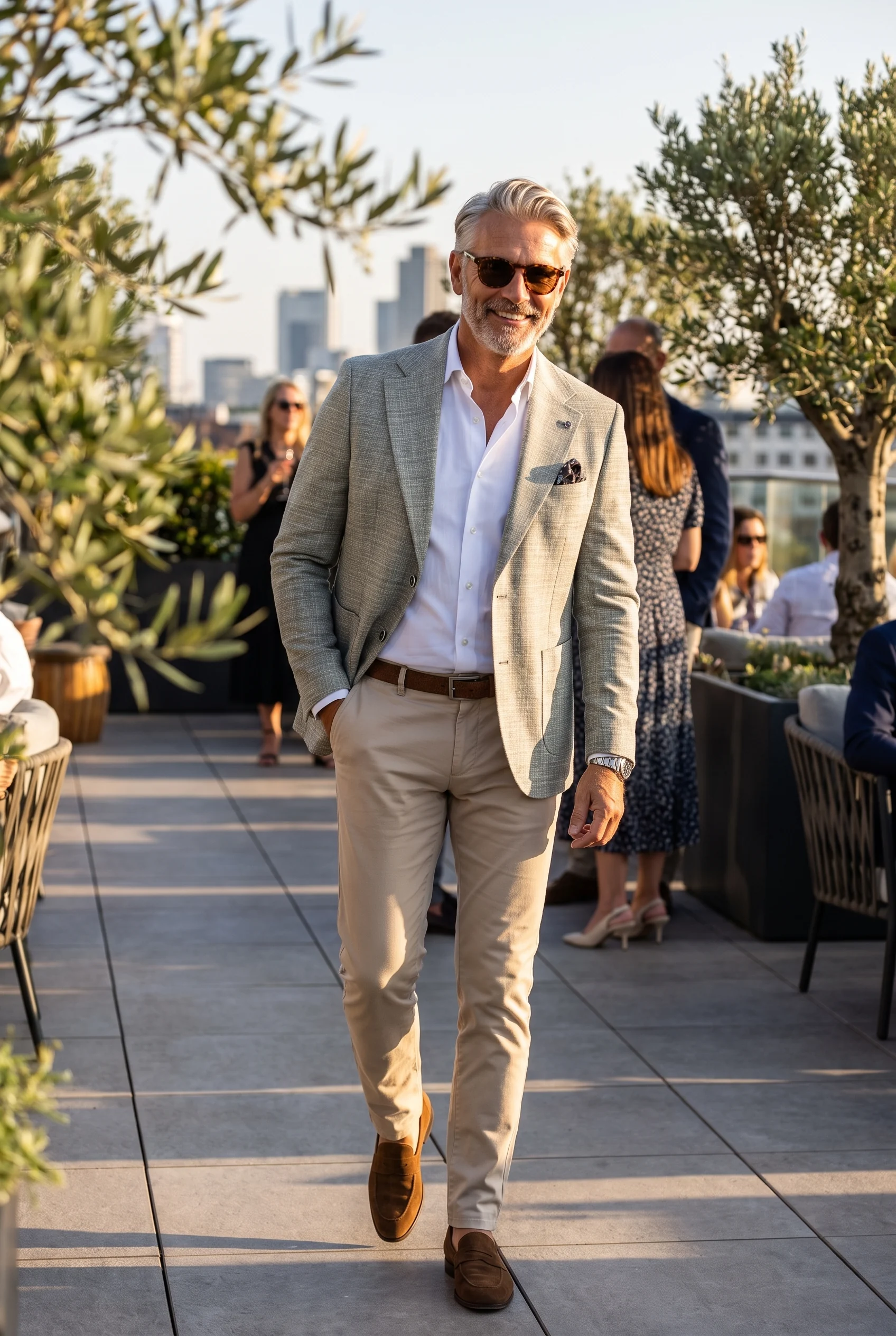 Világos Zöld Szövött Kockás Slim Fit Sportzakó