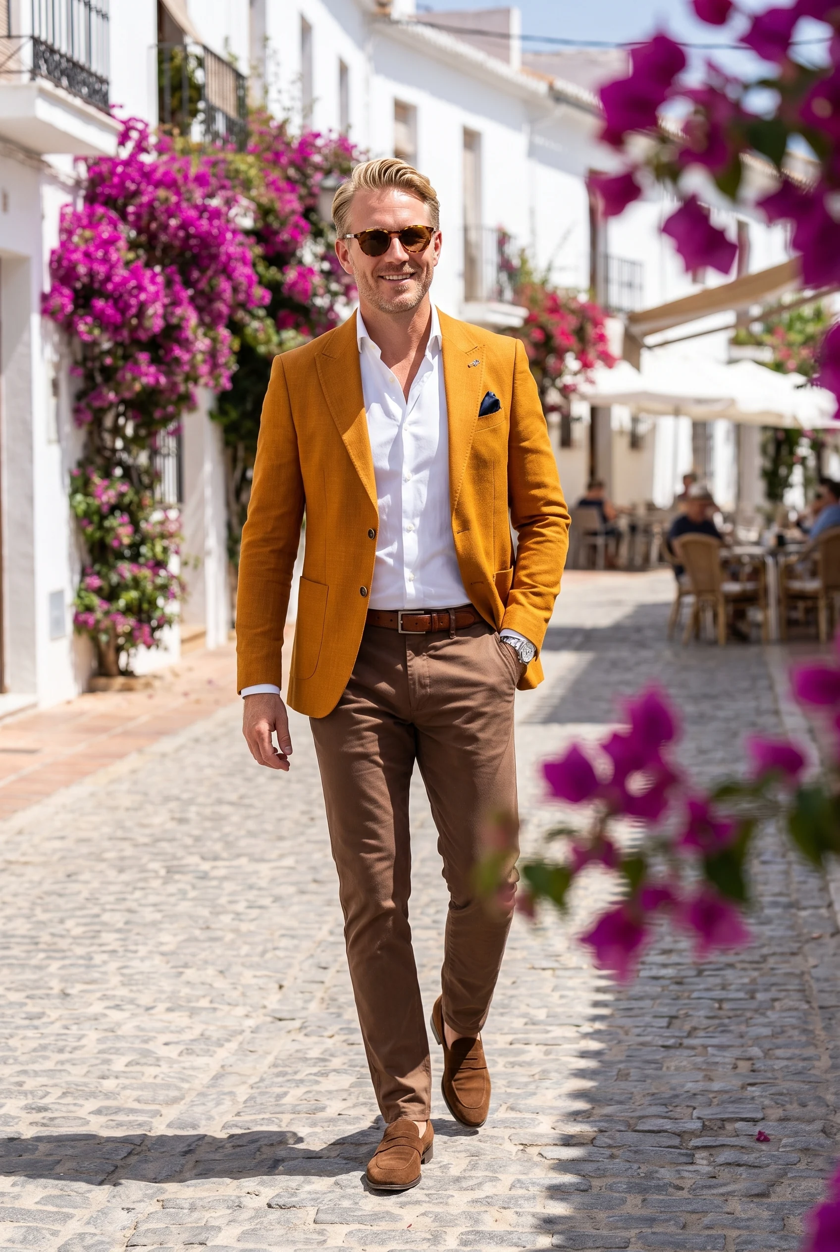 Okkersárga Slim Fit Sportzakó