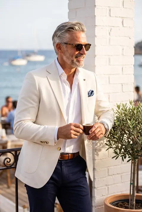 Törtfehér Slim Fit Sportzakó