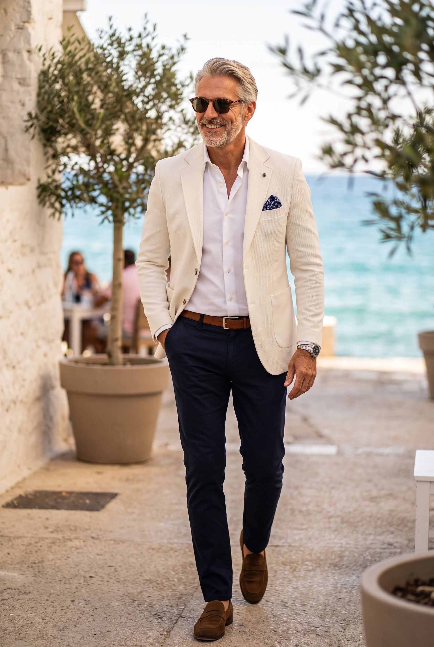 Törtfehér Slim Fit Sportzakó