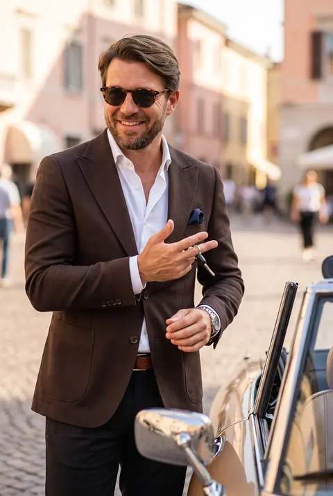 Barna Slim Fit Sportzakó