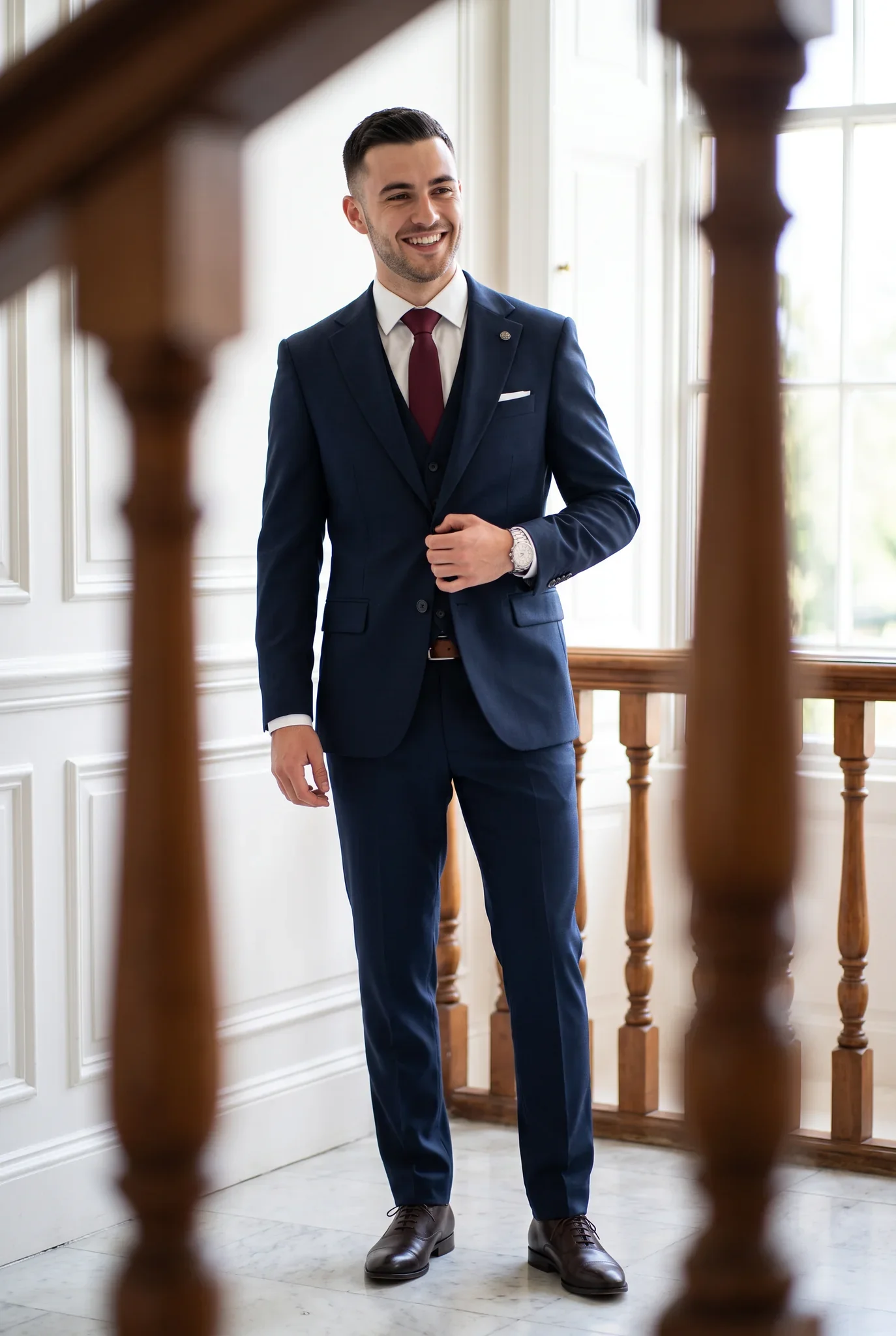 Sötétkék szalagavatós slim fit öltöny